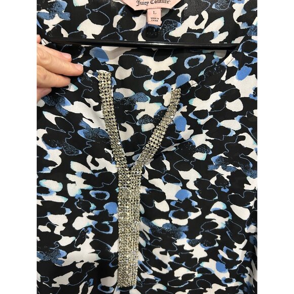 Juicy Couture Womens Sleeveless Top Rhinestone Accent Abstract Print Size L - Picture 4 of 9